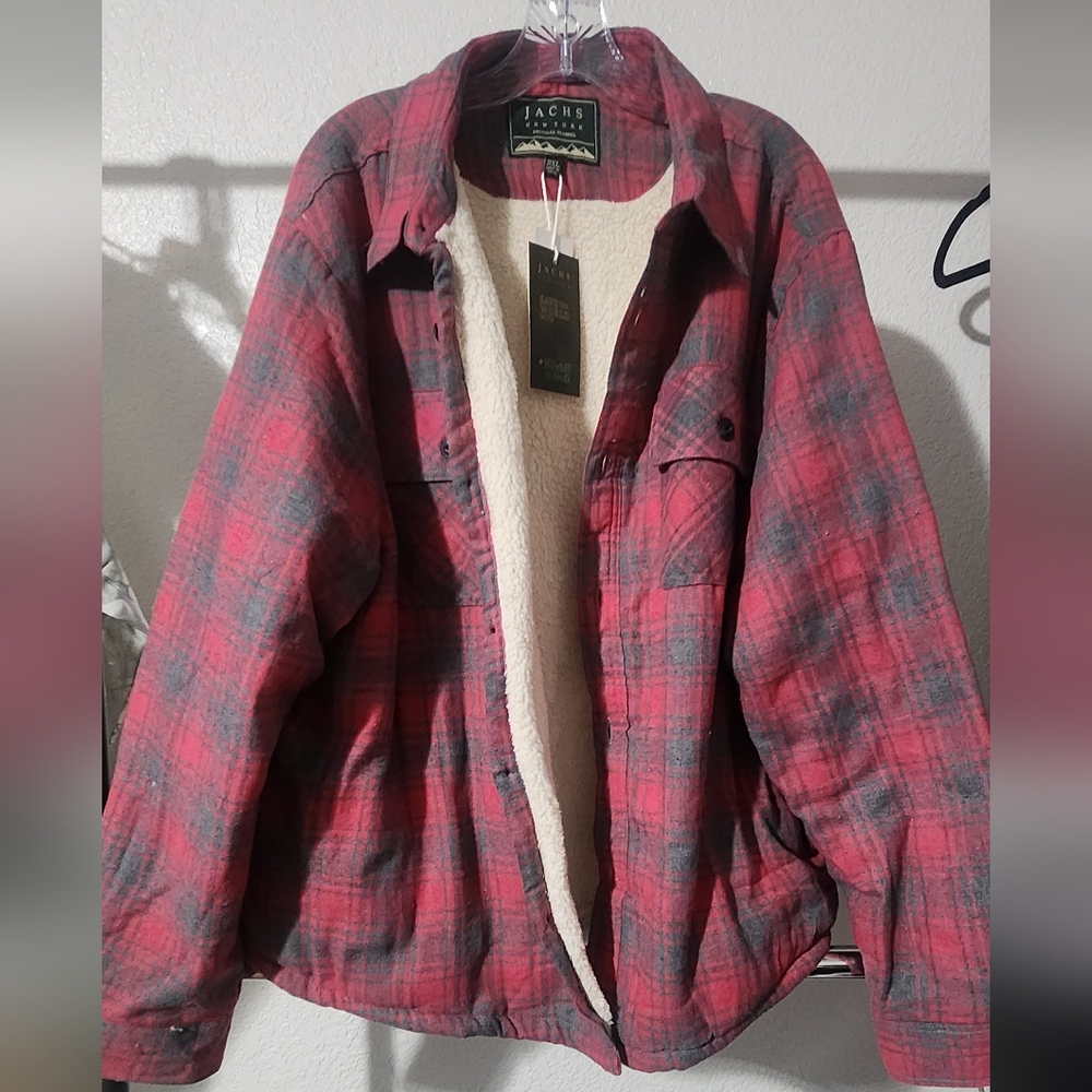 JACHS NY Recycled Flannel Shacket  - XXL (Red/Gray)
